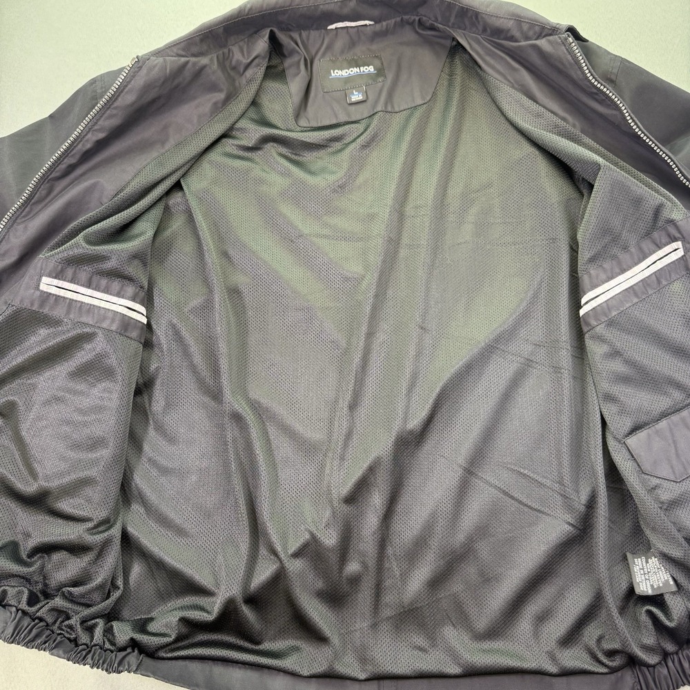 London Fog Men's Black Jacket Full Zip Pockets Elastic Waist Sz L Y2K‎ Retro - Picture 5 of 12